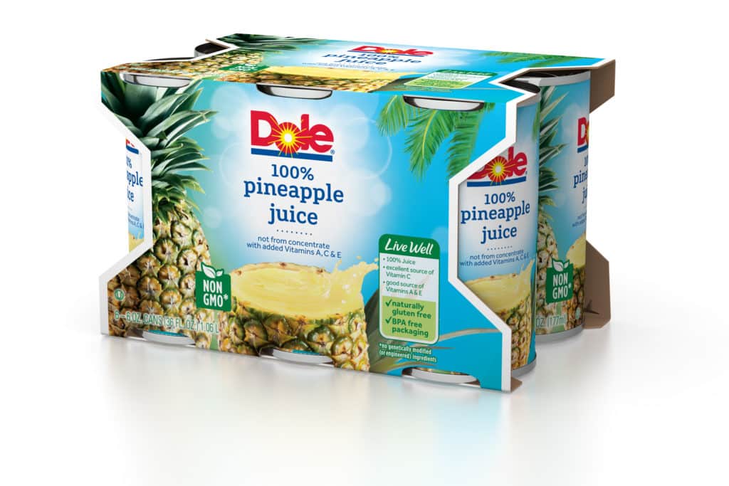Dole Pineapple Juice 6oz sleeve right