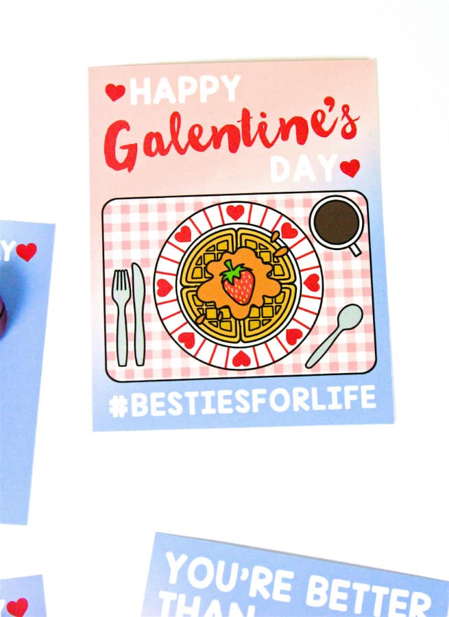 Free Printable Waffles Galentine's Day Card