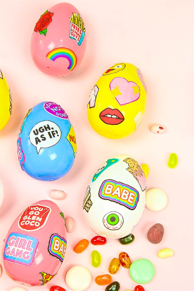 DIY Patch Covered Easter Surprise Eggs and Free Printable Patches