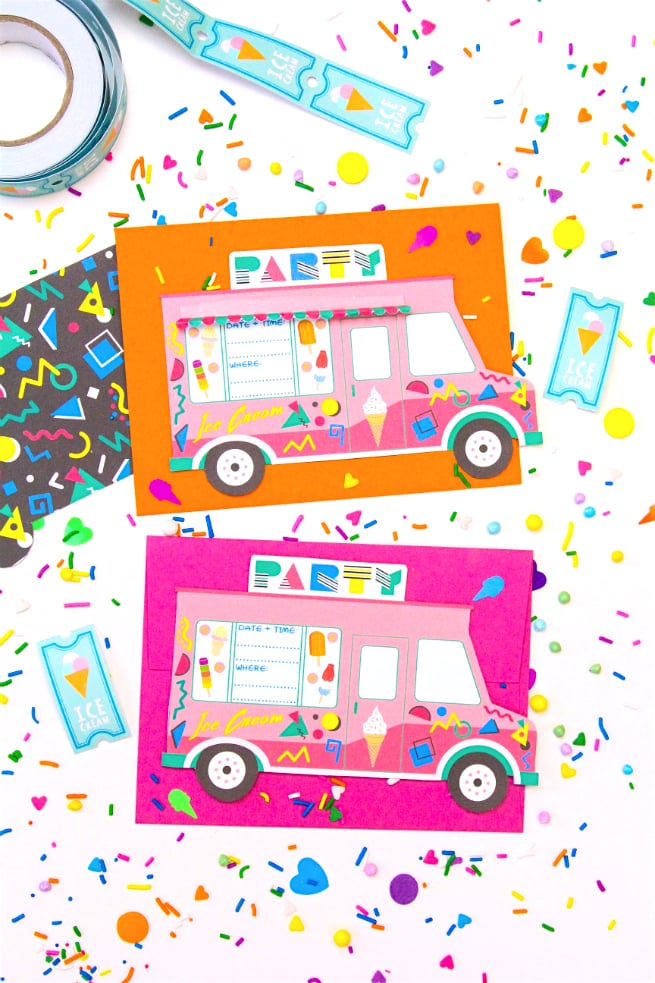 90 S Retro Free Printable Ice Cream Truck Party Invites Brite And Bubbly