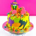 DIY Lisa Frank Inspired Neon Halloween Cake!