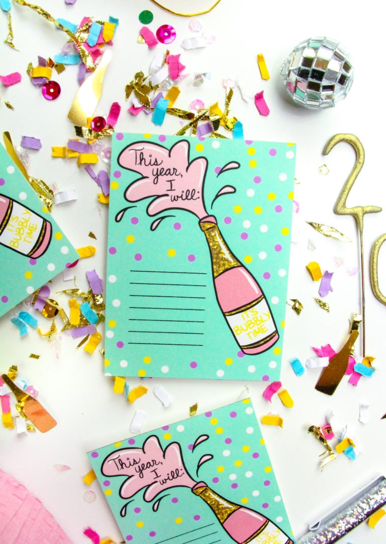 Free Printable New Years Resolution Cards!