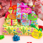Printable Flamingo & Colorful Candy Wrapping Paper With Gift Tags!