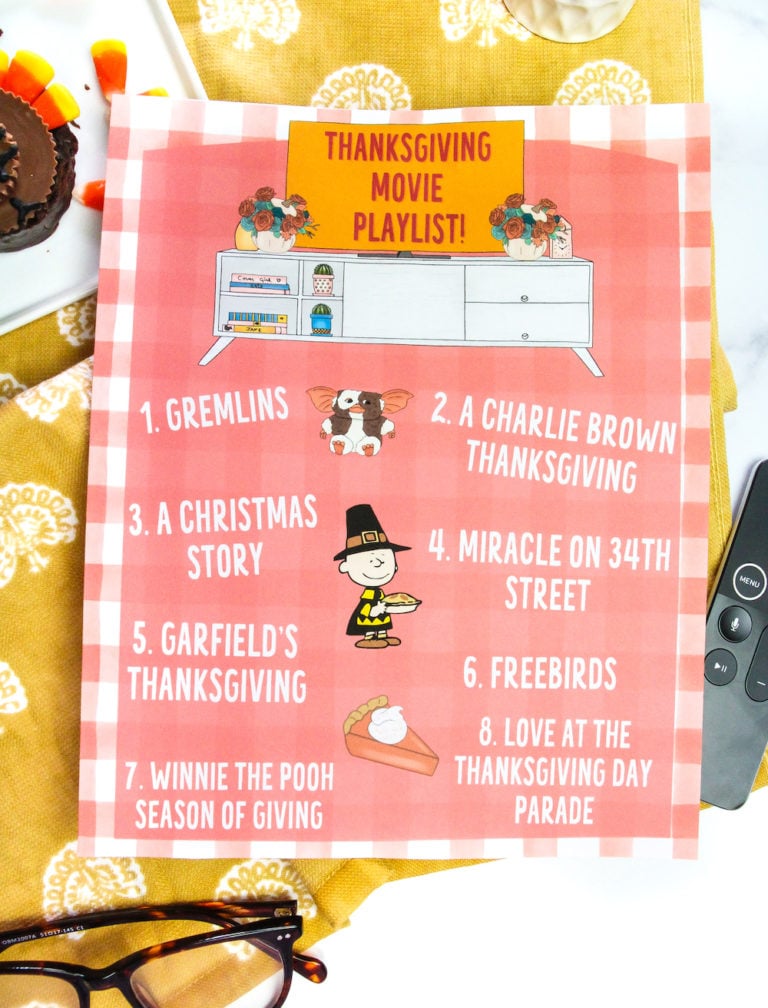Free Printable Thanksgiving Movie Playlist!