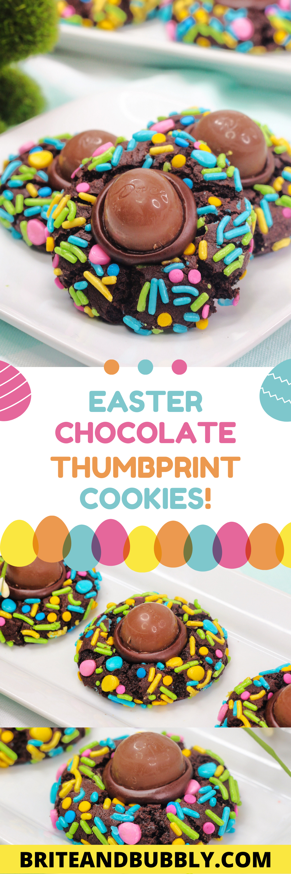 chocolate easter thumbprint cookies pinterest image