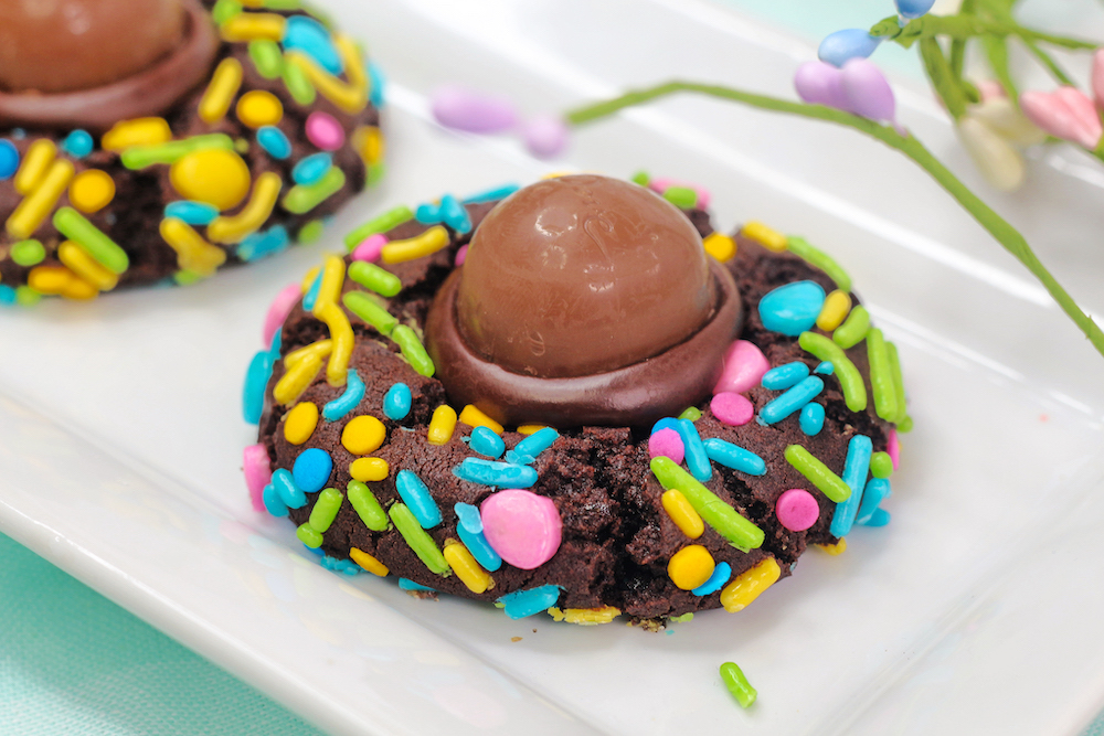 Plated Chocolate Easter Thumbprint Cookies 