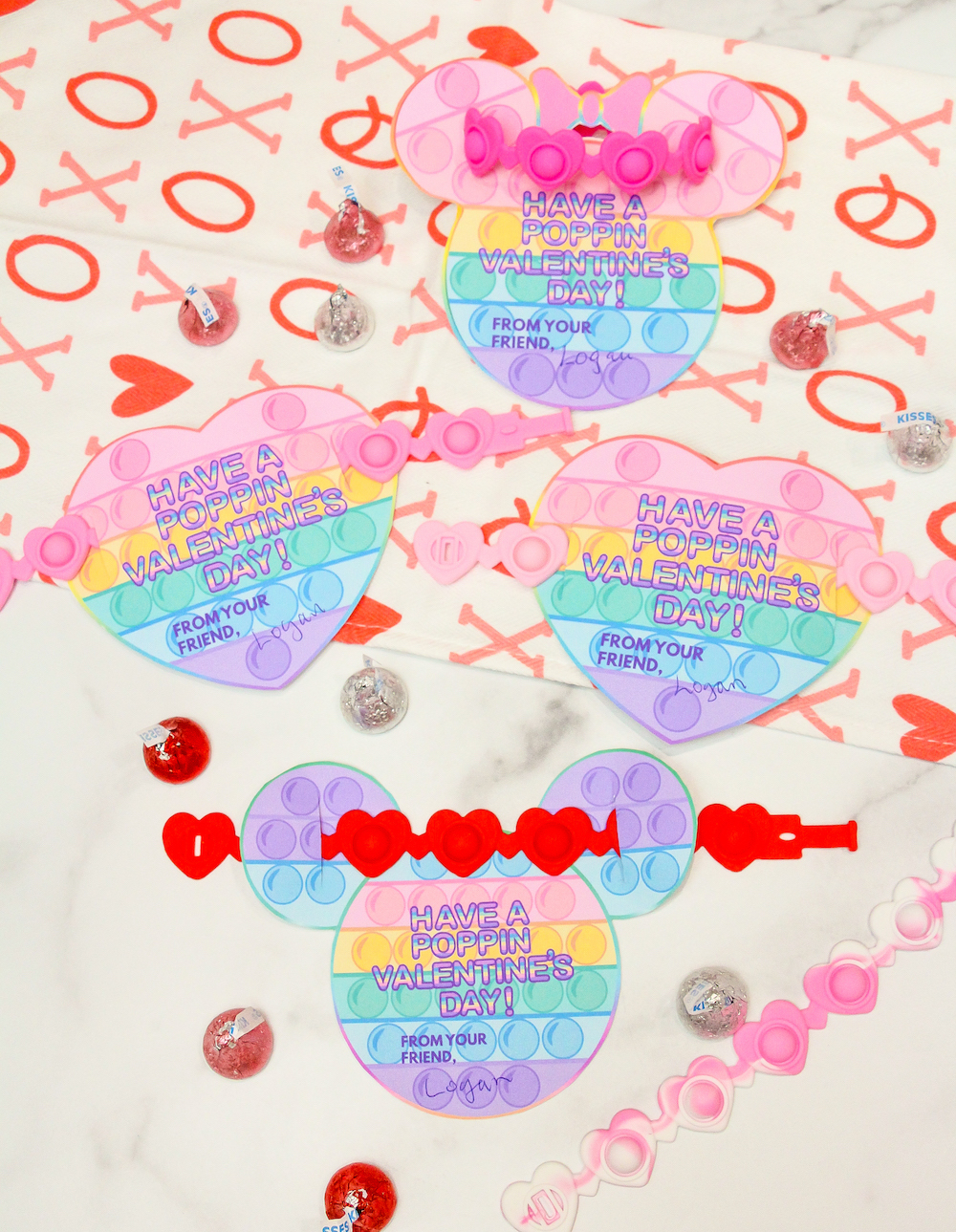 Printable PopIt Bracelet Valentines