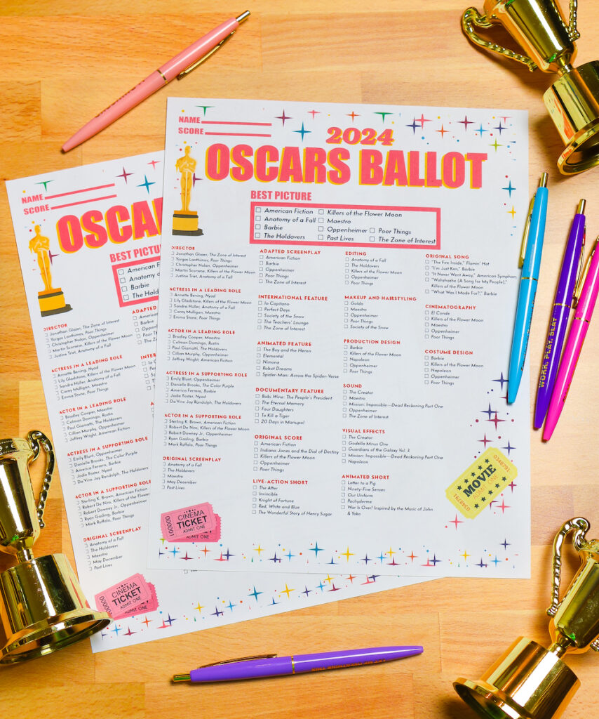 Free Printable 2024 Oscars Ballot! ⋆ Brite and Bubbly