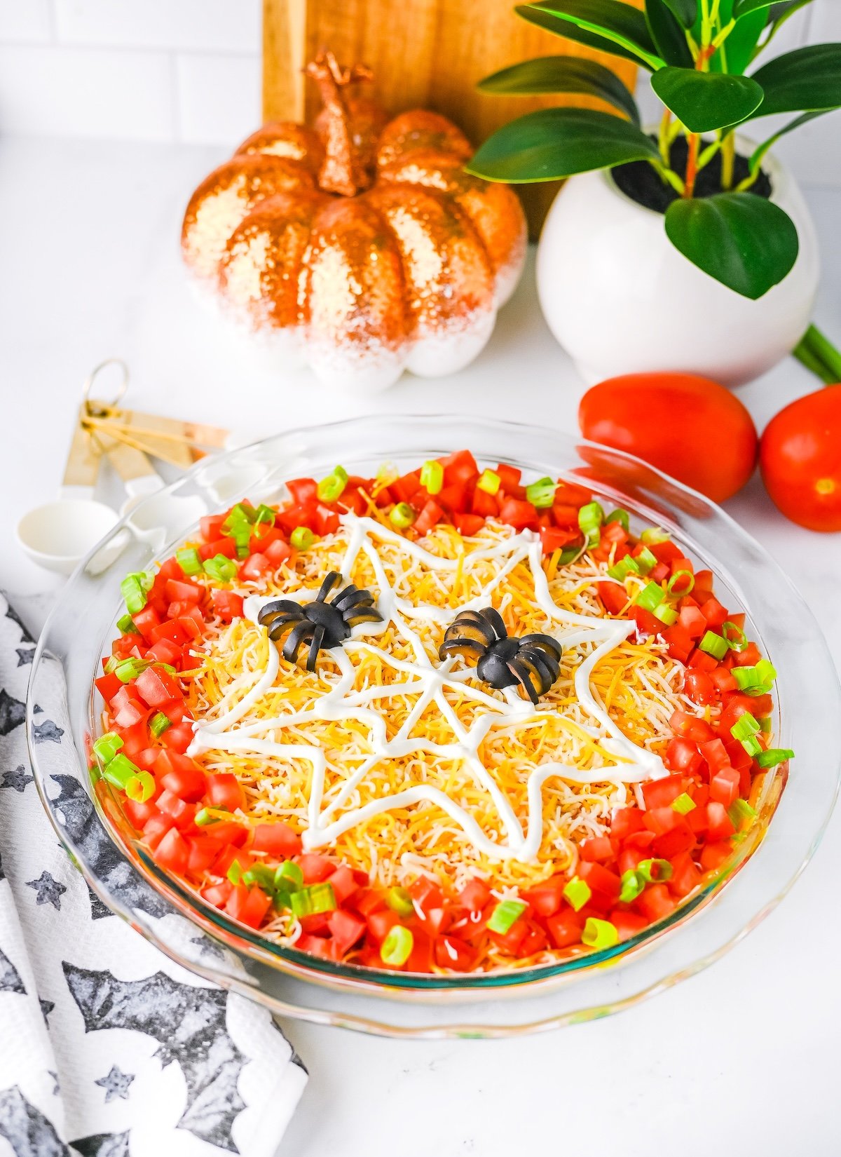Easy Halloween Spider Webs taco dip